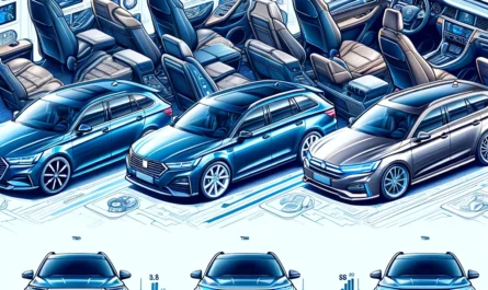 A comparison of different car trims and variants, showcasing the exterior and interior features of each