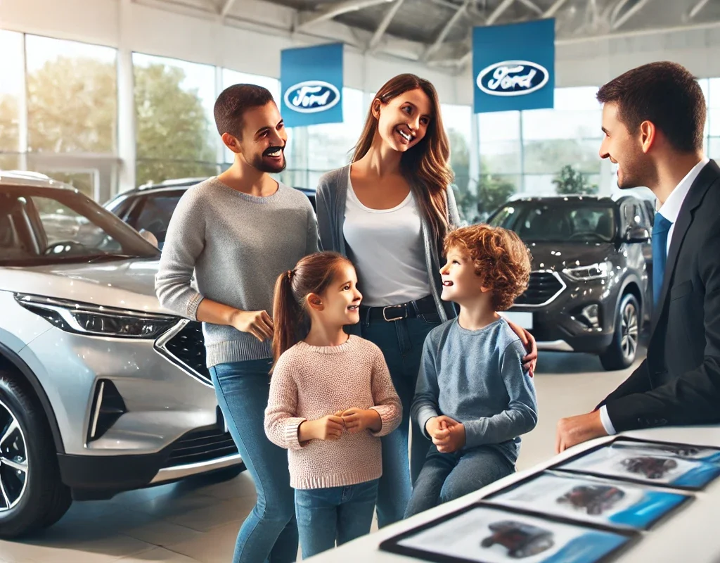 A family exploring SUV options at a dealership, symbolizing finding the perfect fit for their needs.