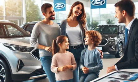 A family exploring SUV options at a dealership, symbolizing finding the perfect fit for their needs.